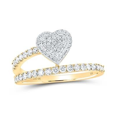 10kty 1/2ctw Diamond Heart Wrap Around Ring