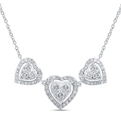 10ktw 3/4ctw Diamond 3 Hearts Necklace