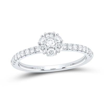 14ktw 1/2ctw Diamond Flower Ring