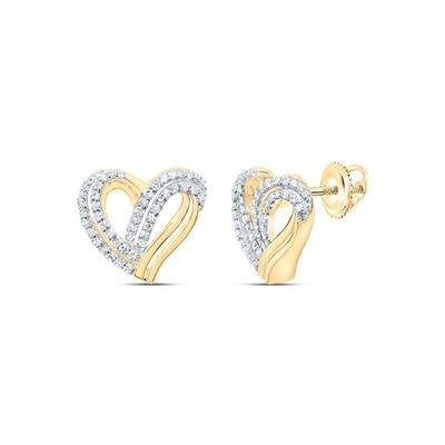 10kty 1/3ctw Diamond 2 Row Heart Studs