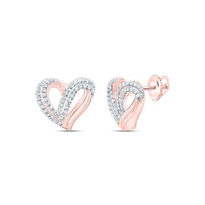 10ktr 1/3ctw Diamond 2 Row Heart Studs