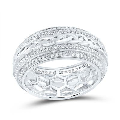 14ktw 5/8ctw Diamond 2 Row Braided Center Band