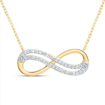 10kty 1/10ctw Diamond 2 Row Infinity Necklace 18"