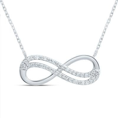 10kty 1/10ctw Diamond 2 Row Infinity Necklace 18"