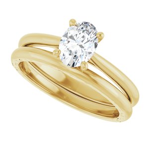 14K Yellow Gold 7x5 mm Oval Solitaire Engagement Ring Mounting .86ctw Lab Grown oval Diamond