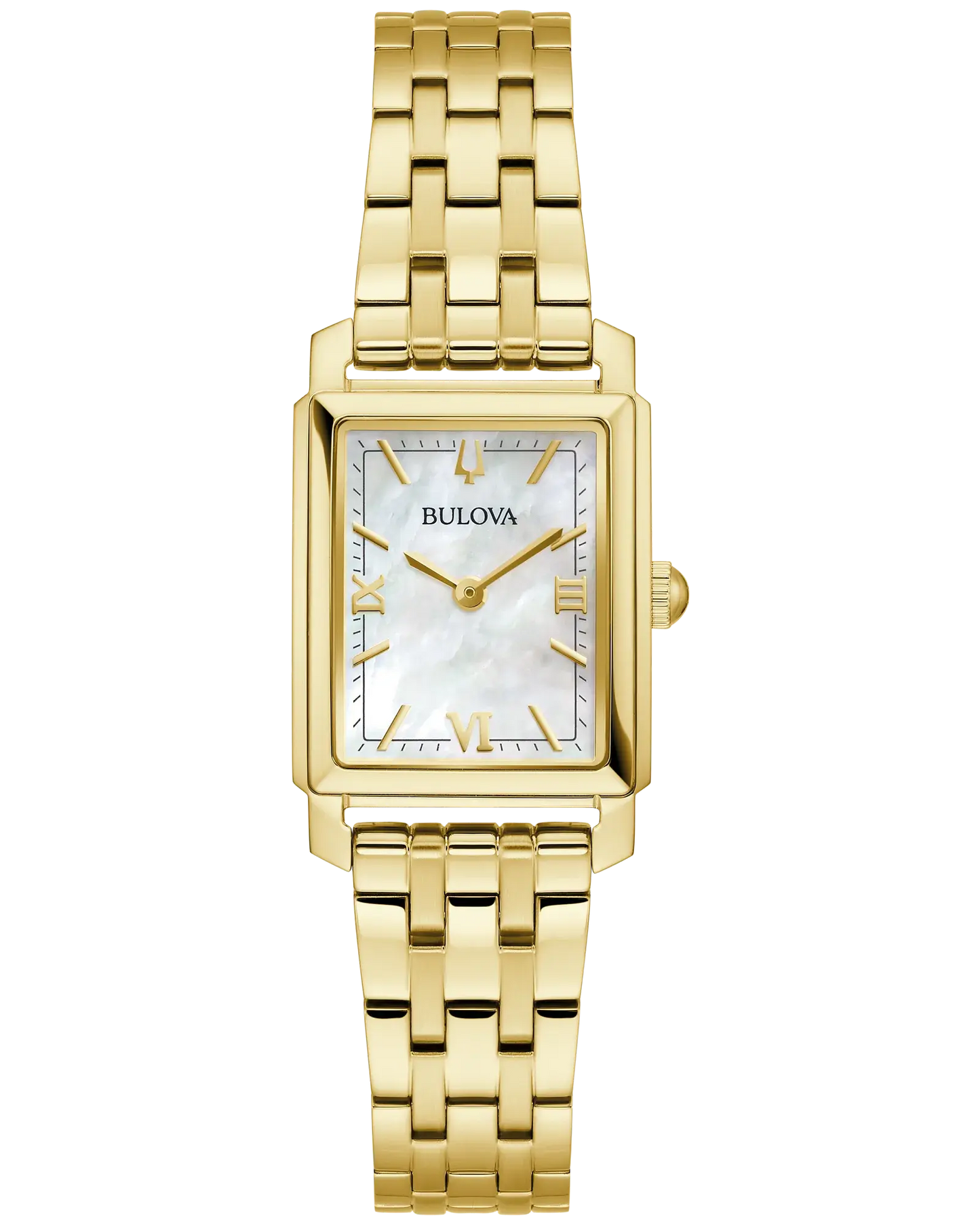 Bulova Sutton MOP Dial Rectangle Gold Tone Watch 97L177