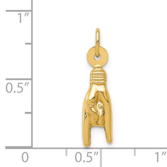 14K 3-D Rock On Sign Charm