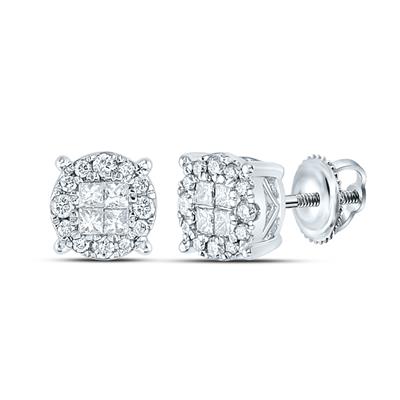 14K WHITE GOLD WITH 1/2ctw DIAMOND CLUSTER STUDS