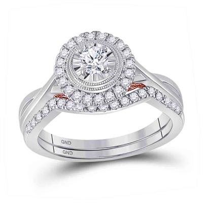 10kt 2 tone 1/2ctw Diamond 1/5ct Center Round wedding band.