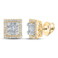 14K YELLOW GOLD WITH 3/8ctw DIAMOND ROND AND BAGUETTE EARRINGS