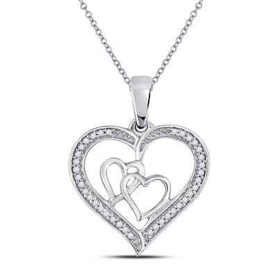 .925 Rhodium Dipped Three Heart 1/8ctw Diamond Linked Hearts