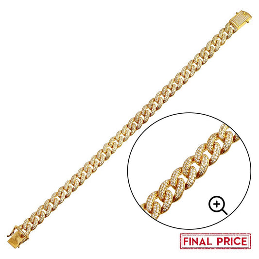 .925 YGP 9.5mm CZ encrusted Bracelet 9"