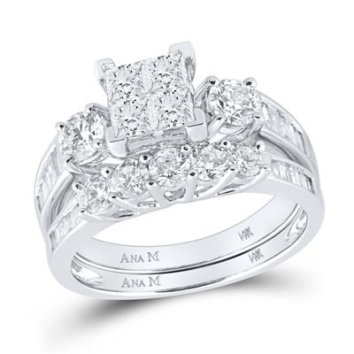 14ktw 2ctw Princess Diamond Cluster Bridal Set