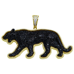.925 YELLOW GOLD PLATED CZ ENCRUSTED PANTHER PENDANT