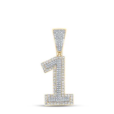 10kt 2Tone 5/8ctw Diamond Number 1 Charm