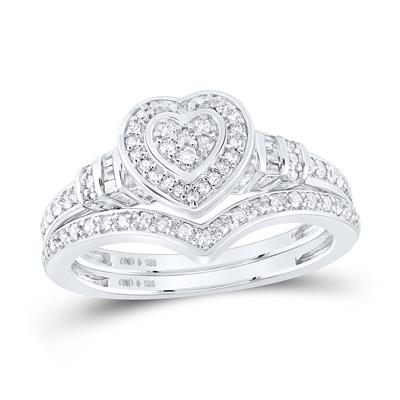 .925 1/3ctw Diamond Heart Bridal Wedding Set