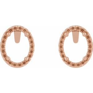 14K Rose Gold 6x4 mm Oval 4-Prong Halo-Style Earring Mounting