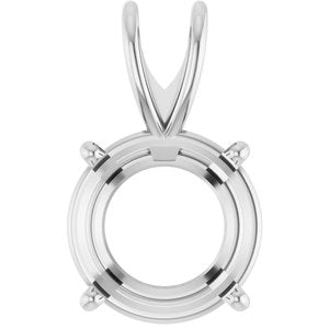 14K White 9.5 mm Round 4-Prong Pre-Notched Pendant Mounting