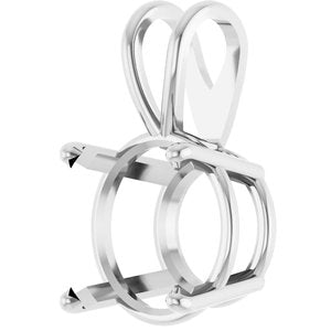 14K White 9.5 mm Round 4-Prong Pre-Notched Pendant Mounting