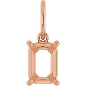 14K Rose Gold 7x5 mm Emerald Charm/Pendant Mounting