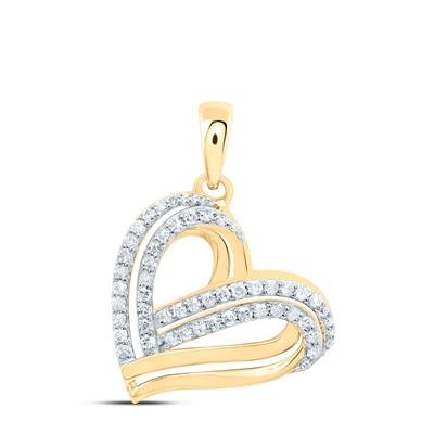 10kty 1/3ctw Diamond 2 Row Heart Pendant