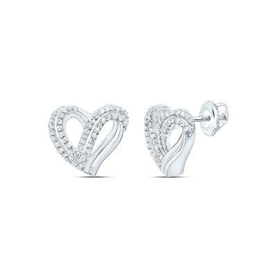 10ktw 1/3ctw Diamond 2 Row Heart Studs