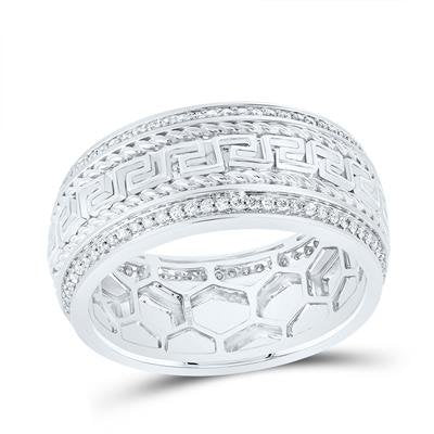 14ktw 1/2ctw Diamond 2 Row Greek Key Center Band