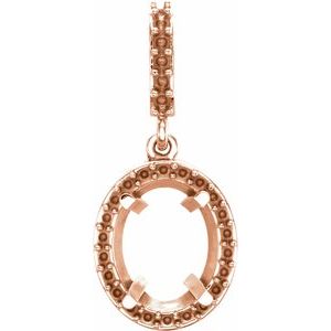 14K Rose Gold 8x6 mm Oval Halo-Style Pendant Mounting