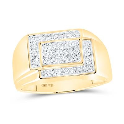 10kty  1/4ctw Diamond Square Halo Men's Ring