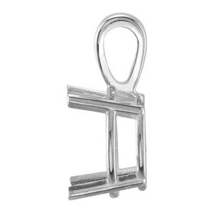 14K White Gold 10x8 mm Oval 4-Prong Pendant Mounting