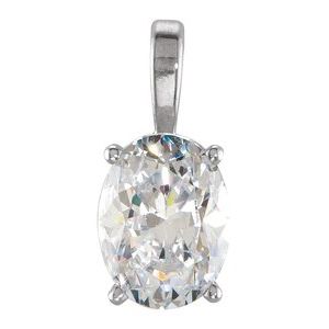 14K White Gold 10x8 mm Oval 4-Prong Pendant Mounting
