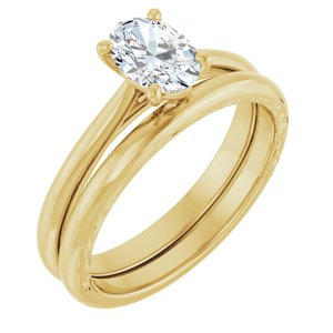 14K Yellow Gold 7x5 mm Oval Solitaire Engagement Ring Mounting .86ctw Lab Grown oval Diamond