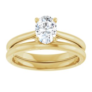 14K Yellow Gold 7x5 mm Oval Solitaire Engagement Ring Mounting .86ctw Lab Grown oval Diamond