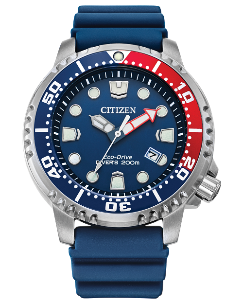 Citizen Watch Promaster Dive Red & Blue Bezel Blue Dial and Band BN0168-06L