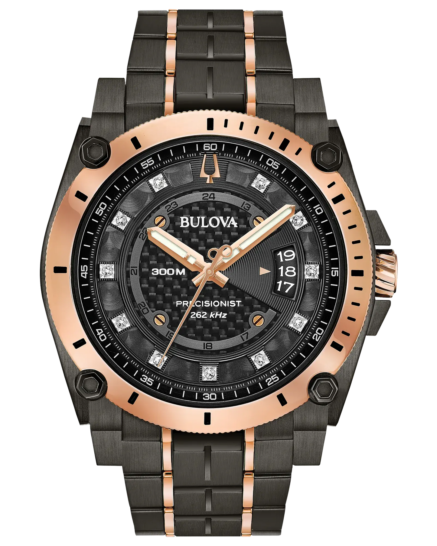Bulova Icon Precise CAL D011 Black and Rose Gold Tone 98D149