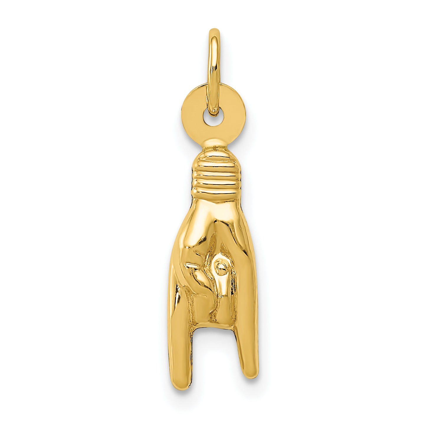 14K 3-D Rock On Sign Charm