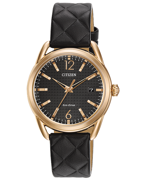 Citizen Watch Weekender Rose Gold Case Black Dial and Bracelet FE6083-13E