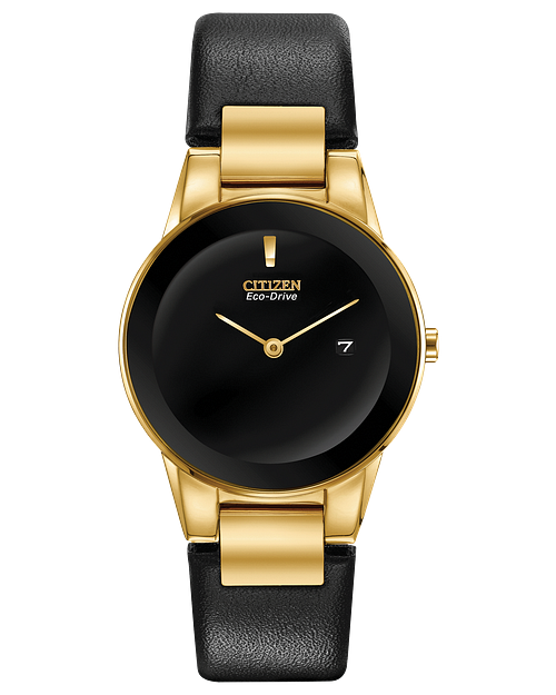 Citizen Watch Axiom Gold Tone Case Black Dial & Bracelet GA1052-04E