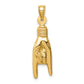 14kty 3-D Hollow Rock On Sign Charm