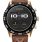 Citizen Watch CZ Smart Touchscreen 44mm Black Bezel Brown Leather Strap MX1016-28X