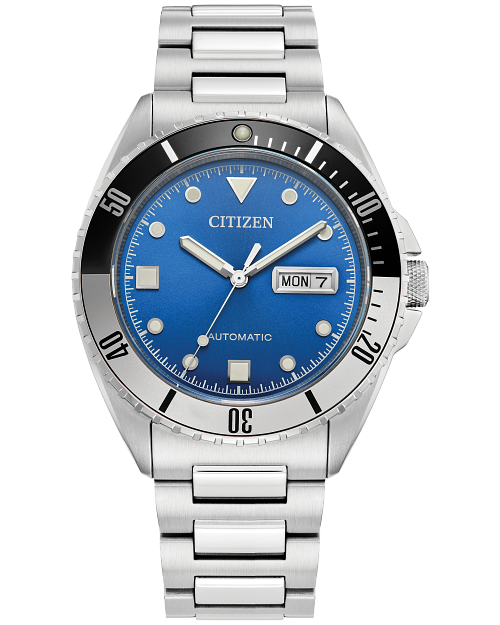Citizen Watch Sport Automatic 42mm Black & Silver Bezel Blue Dial Silver Bracelet NH7530-52M