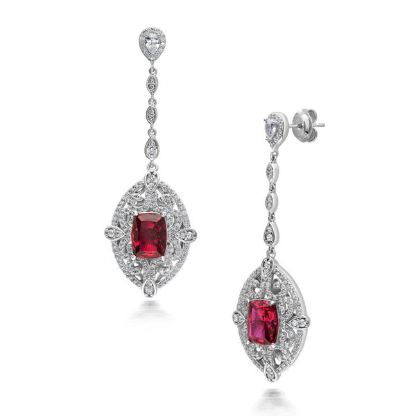 .925 RH Ruby and CZ Earrings