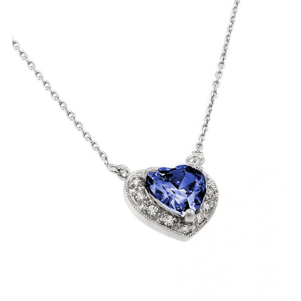 .925 RH BLUE SAPPHIRE HEART WITH CZ HALO