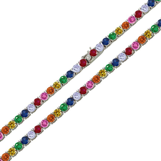 .925 RH Rainbow CZ Tennis Necklace 20"