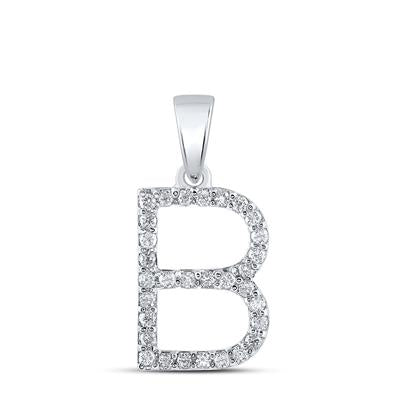 14K YELLOW GOLD ROUND DIAMOND B INITIAL LETTER PENDANT 1/4 CTTW