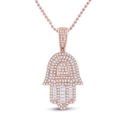 10K ROSE GOLD WITH 3/4 CTW DIAMOND HAMSA HAND PENDANT